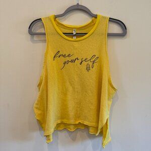 Free People FP Movement graphic tank, yellow, size L